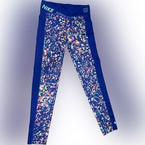 Nike Blue Floral Leggings with Slimming Panels